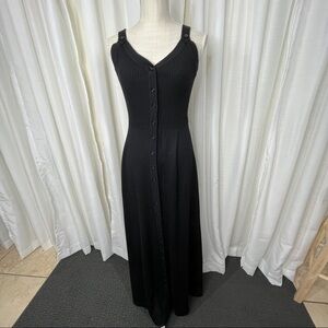 Vintage Roncelli black knit button down Maxi dress